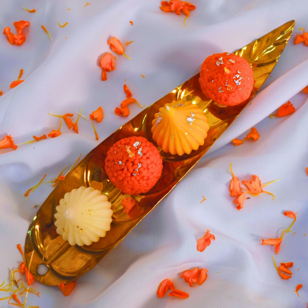 Laddoo & Modak Candles – Festive Sweet Set