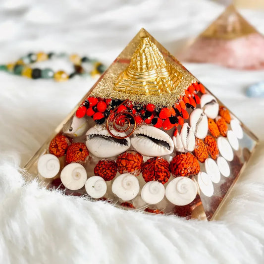 Large Orgonite Shri Lakshmi Yantra Gomti Chakra Pyramid