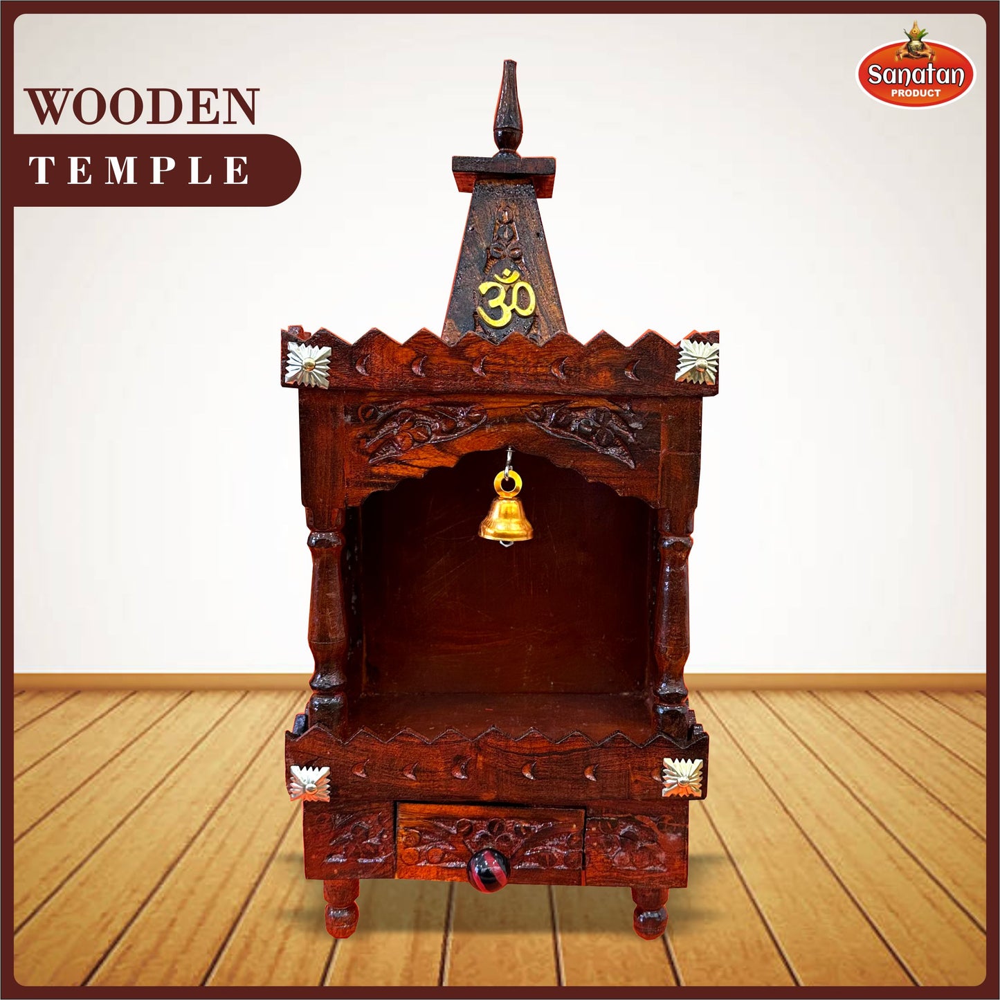 Wall Hanging Wooden Pooja Temple for home / Puja Mandap for Office