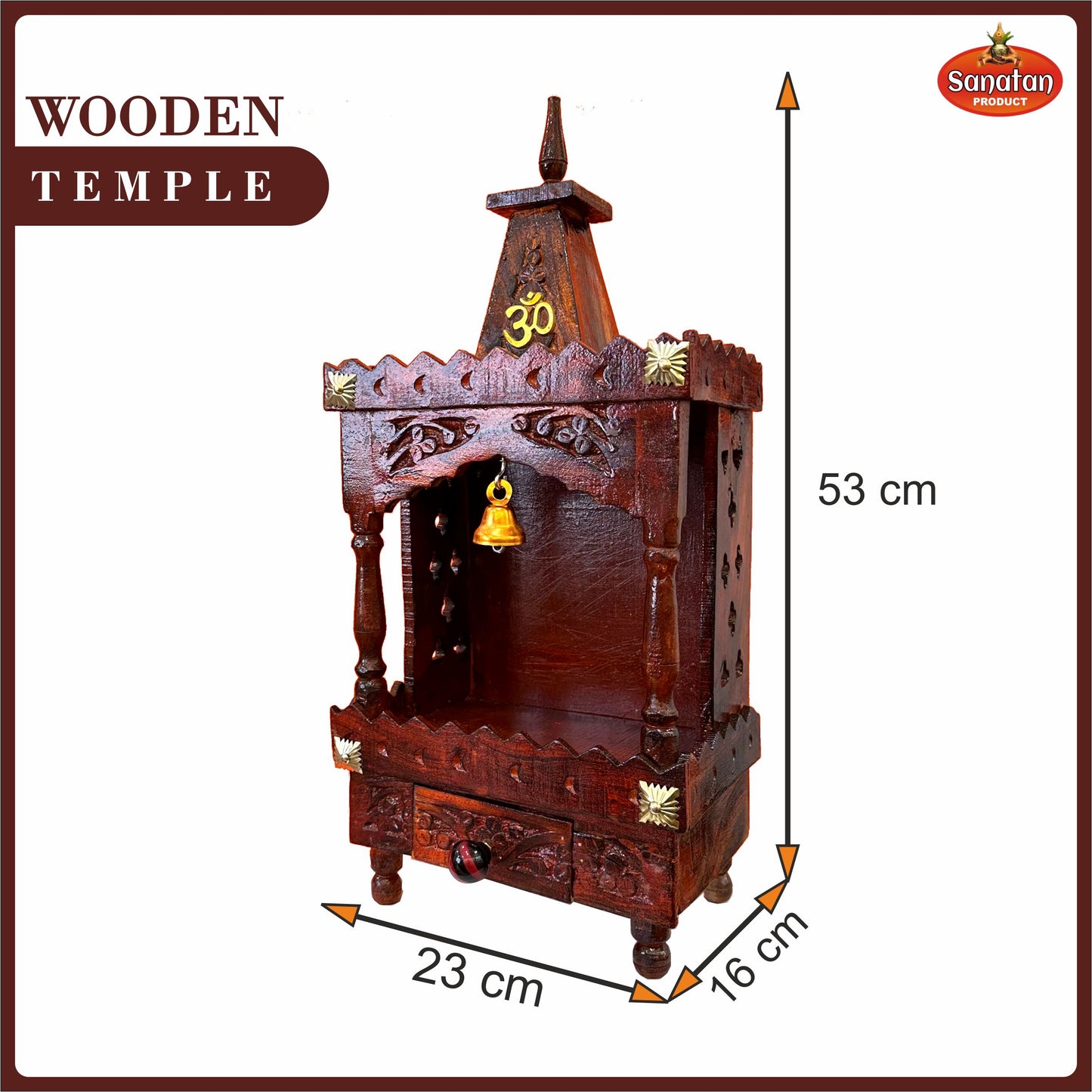Wall Hanging Wooden Pooja Temple for home / Puja Mandap for Office