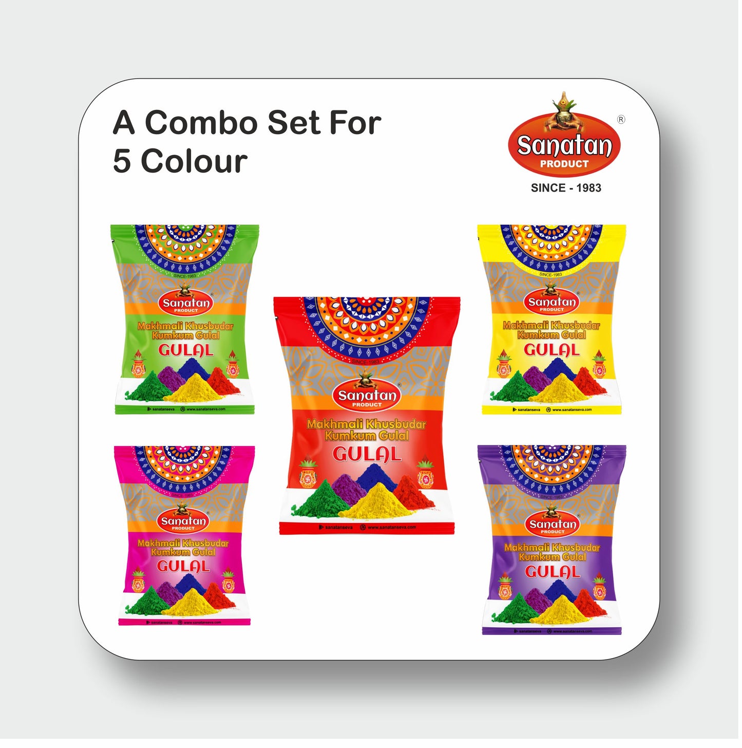 Sanatan Gulal Combo of 5 Colours (10 Packets)