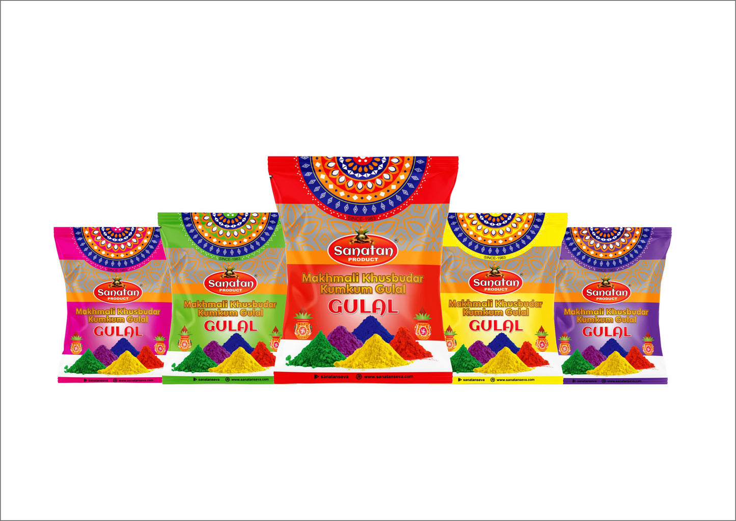 Sanatan Gulal Combo of 5 Colours (10 Packets)