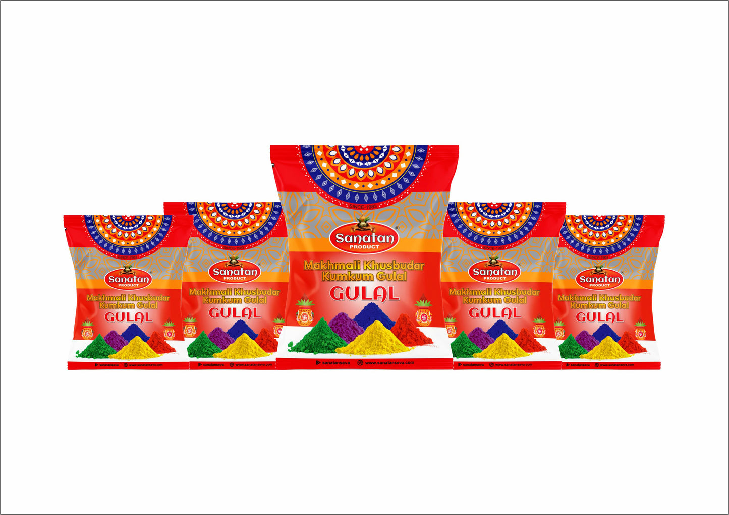 Sanatan Gulal Red Color Combo (5 Packets)