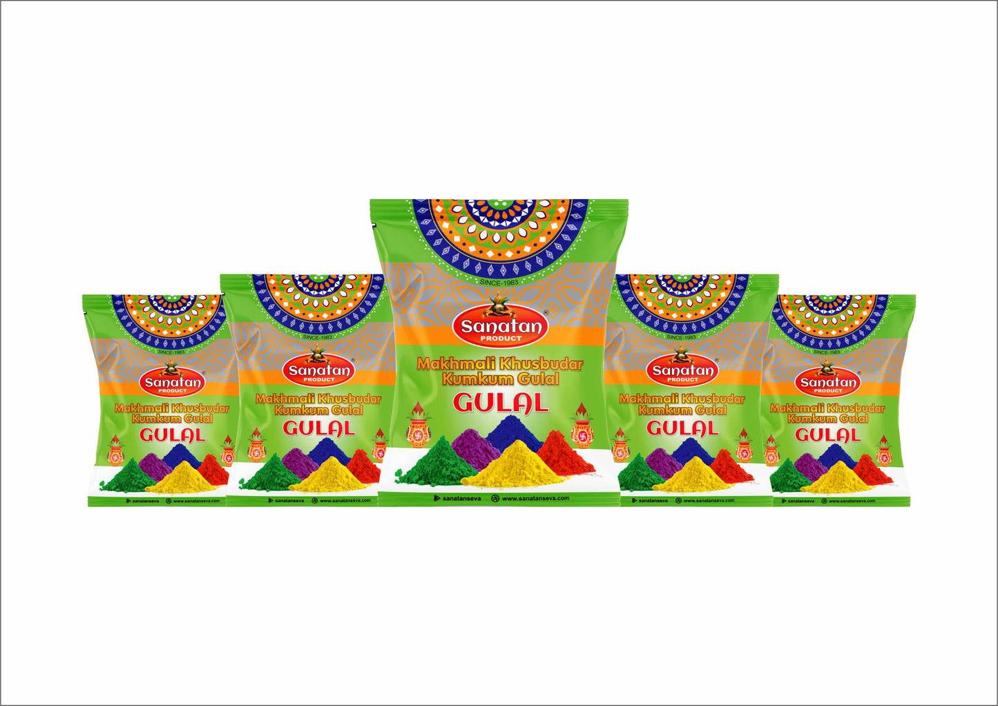 Sanatan Gulal Green Color Combo (5 Packets)