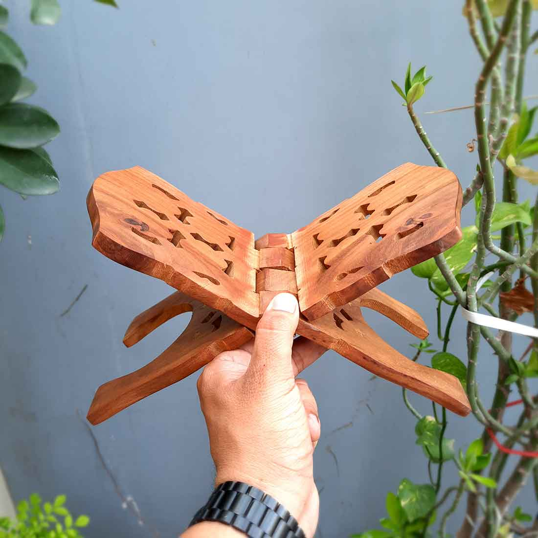 Religious Book Holder | Rehal | Wooden Holy Book Stand - For Reading Holy Books, Temple, Puja & Festivals - 1