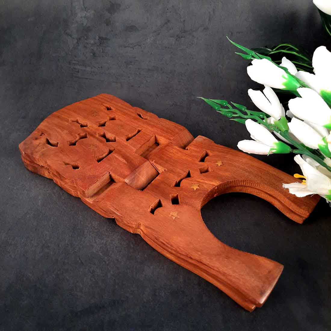 Religious Book Holder | Rehal | Wooden Holy Book Stand - For Reading Holy Books, Temple, Puja & Festivals - 1