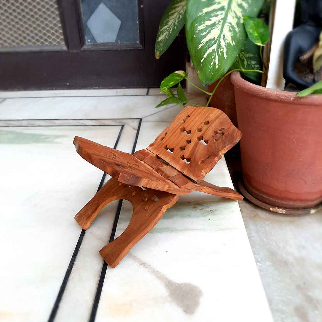 Religious Book Holder | Rehal | Wooden Holy Book Stand - For Reading Holy Books, Temple, Puja & Festivals - 1