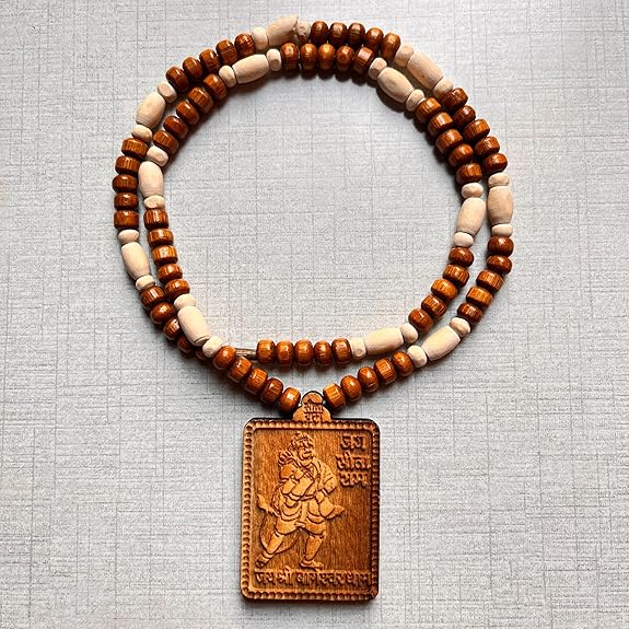 Bageshwar Dham Hanuman Locket Tulsi Mala (Red-White)