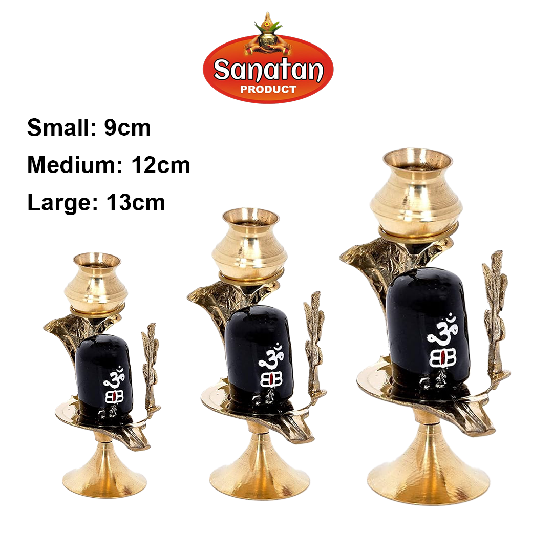 Small Brass Shivling with Kalash /Shiva Lingam Statue with Kalash