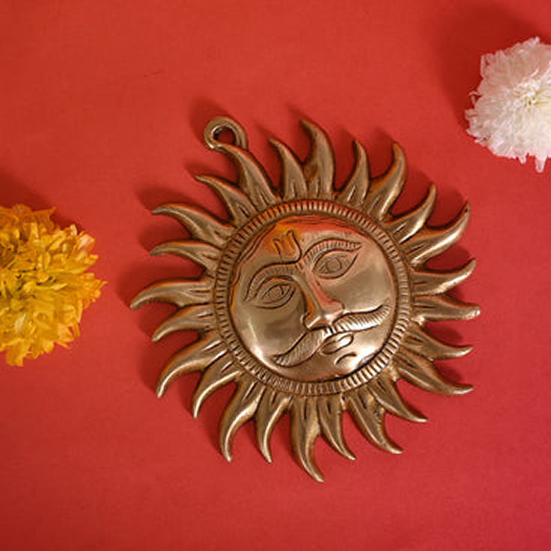 Sun Face Wall Hanging (Golden) / Surya Dev Face / Surya Face
