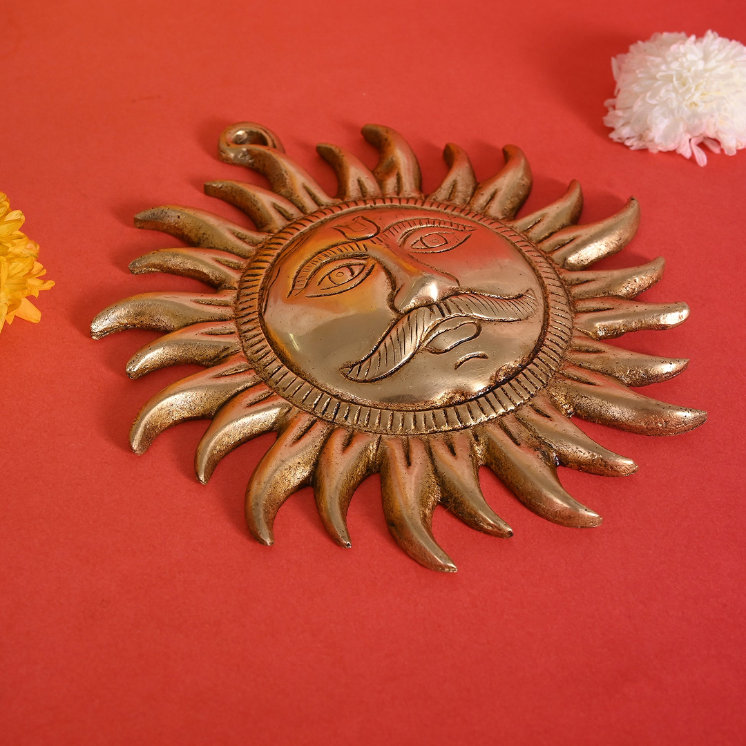 Sun Face Wall Hanging (Golden) / Surya Dev Face / Surya Face