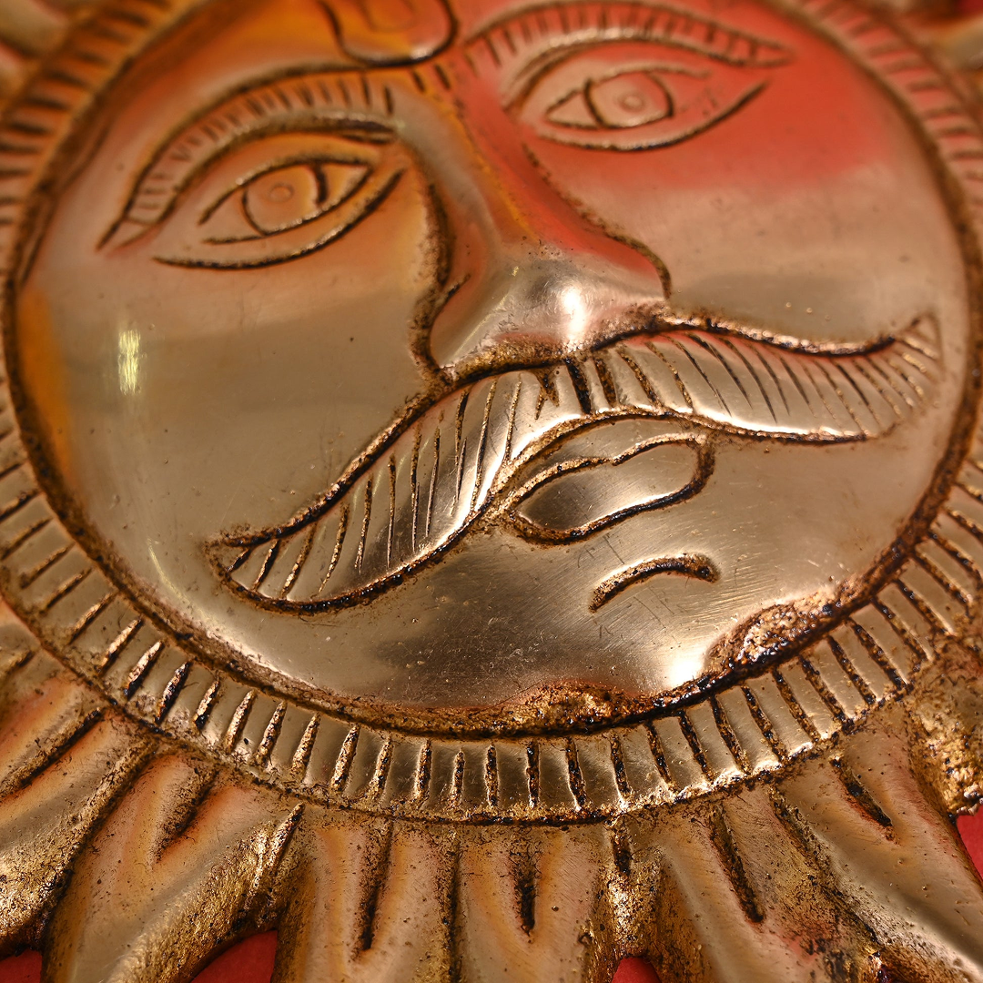 Sun Face Wall Hanging (Golden) / Surya Dev Face / Surya Face