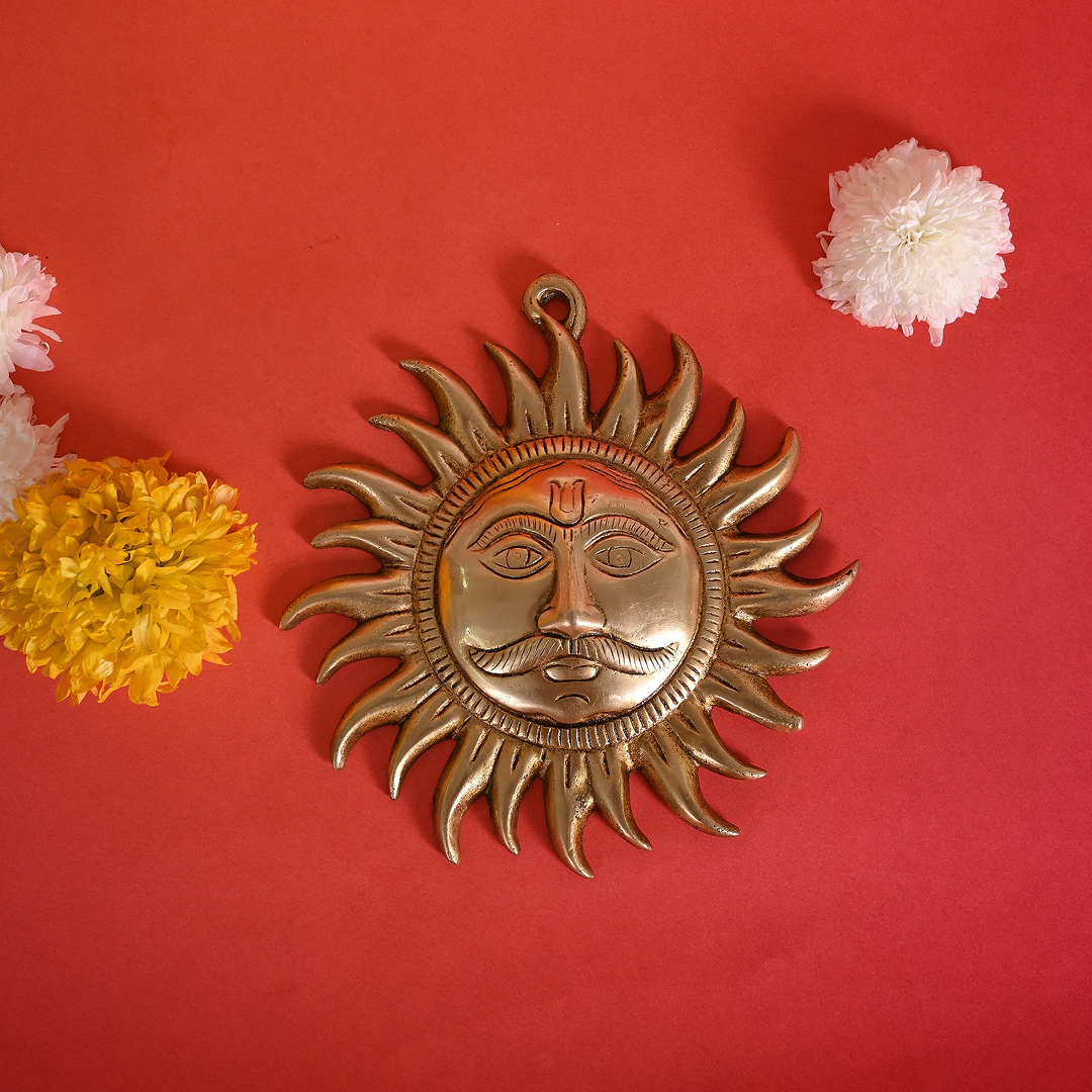 Sun Face Wall Hanging (Golden) / Surya Dev Face / Surya Face