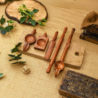 Wooden Handmade hawan puja Set