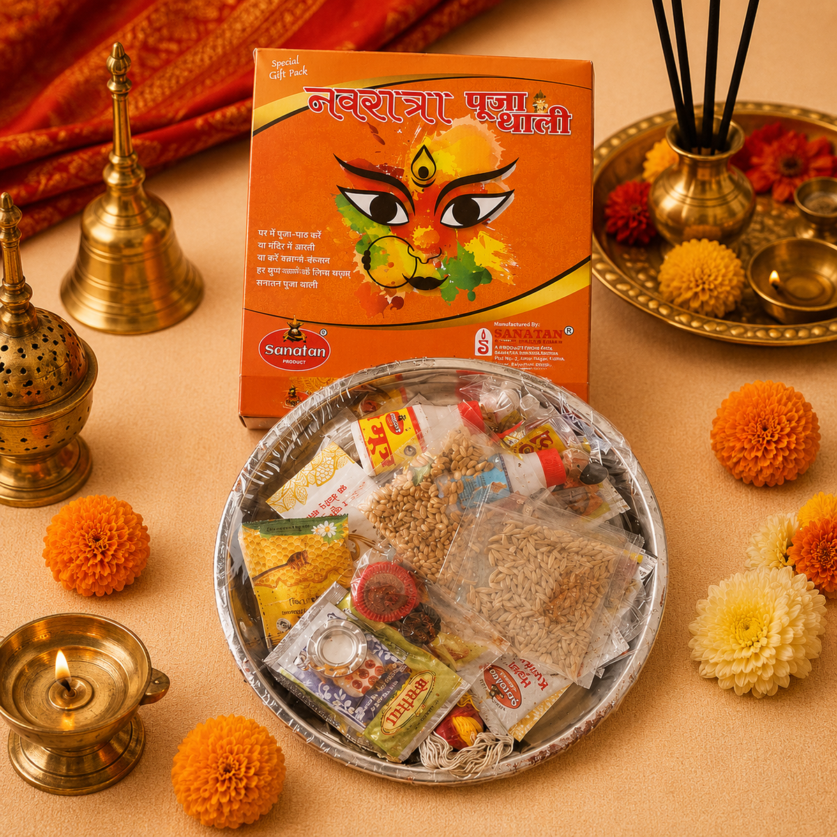 Free Dandiya Set with Navratri Thali