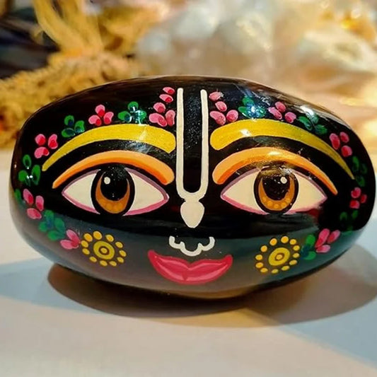 Decorated Shaligram / Painted Krishna Shaligram / Ladoo Gopal Shaligram
