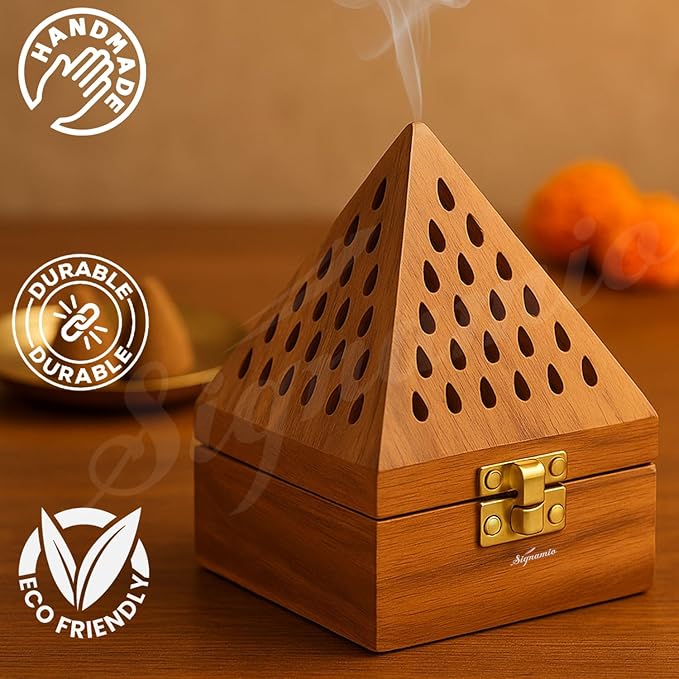 Wooden Dhoop Stand | Sambrani Cone & Batti Holder | Incense Burner for Pooja