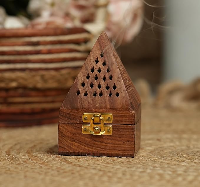Wooden Dhoop Stand | Sambrani Cone & Batti Holder | Incense Burner for Pooja