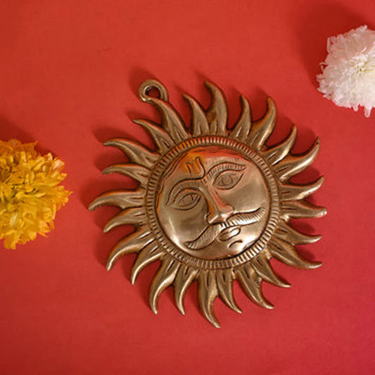 Sun Face Wall Hanging (Golden) / Surya Dev Face / Surya Face