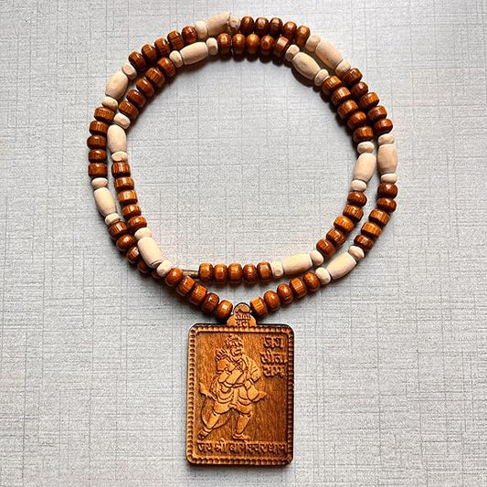 Bageshwar Dham Hanuman Locket Tulsi Mala (Red-White)