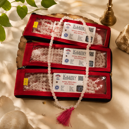Natural Sphatik Mala – Mantrit & Lab Certified