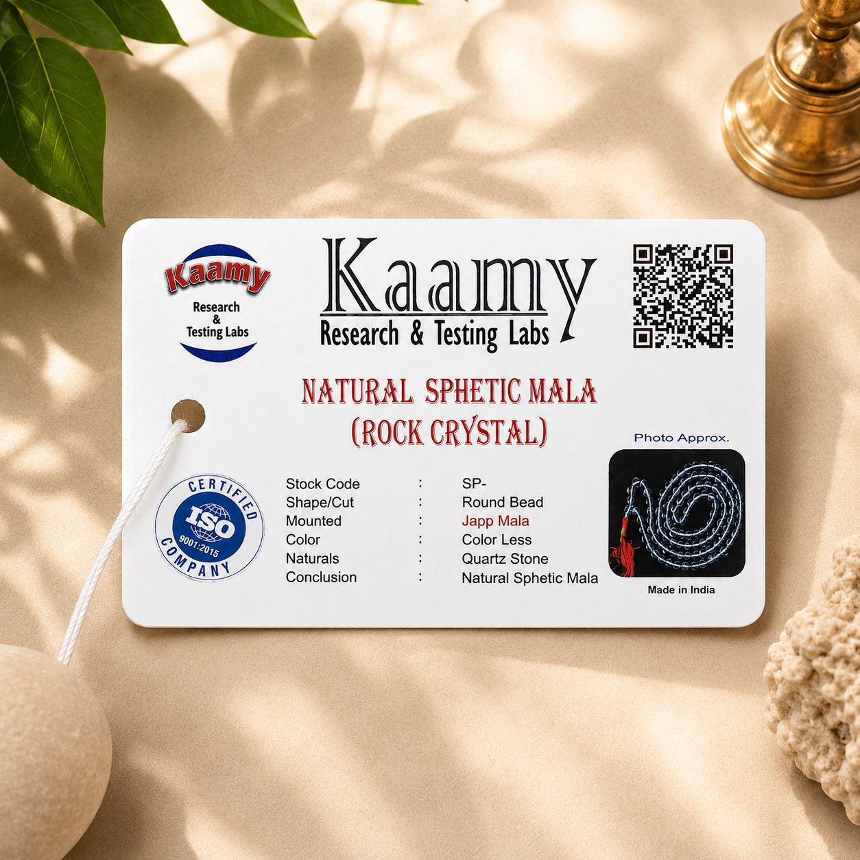 Natural Sphatik Mala – Mantrit & Lab Certified