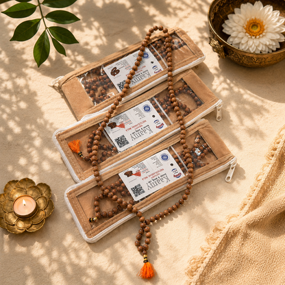 White Chandan Mala – Mantrit & Lab Certified